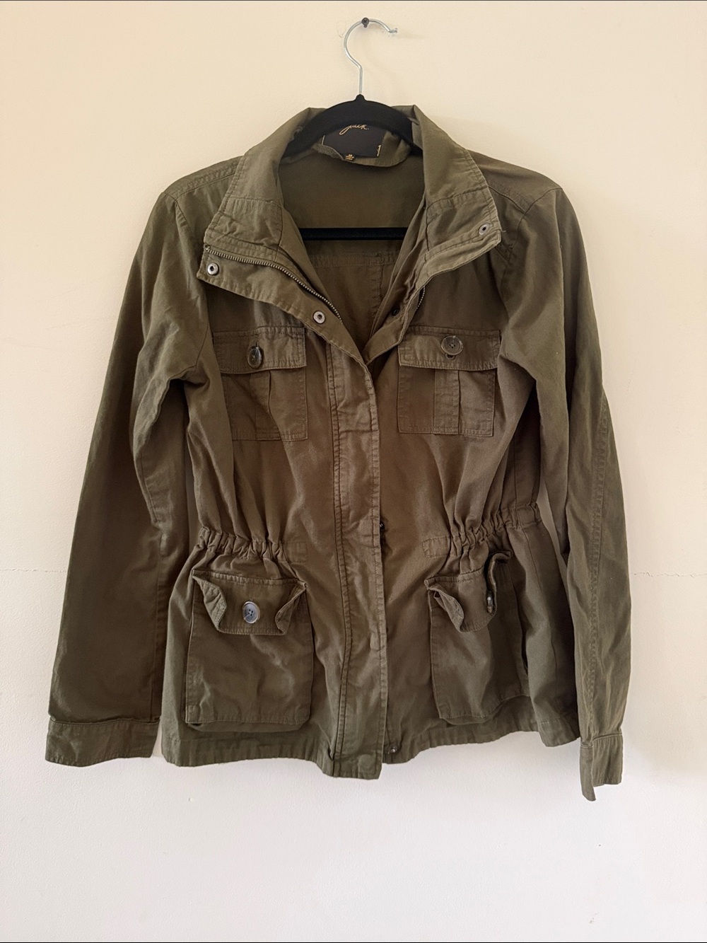 Jack by BB Dakota Olive Green Utility Jacket with Drawstring Waist